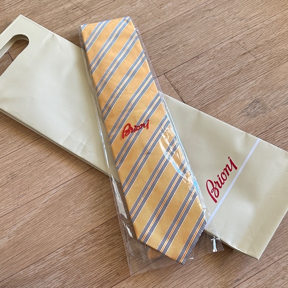 Brioni Yellow Striped Men's Tie